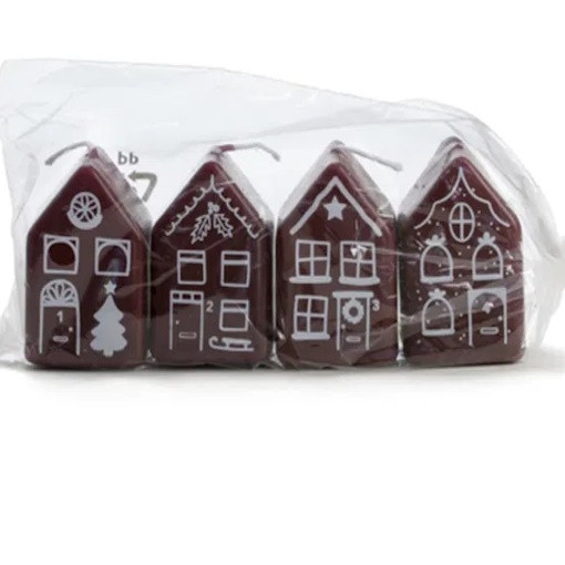 Kersthuisje klein (4 stuks) aubergine