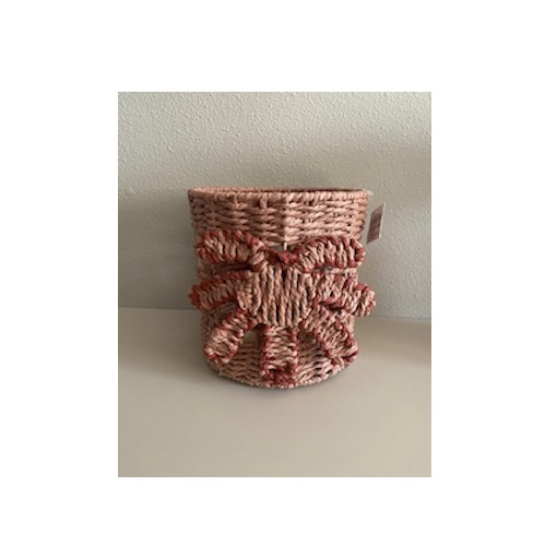Rieten mand met Palmboom, kleur Roze