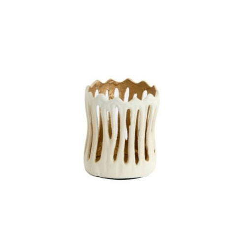 Waxinelichthouder Tivoli Ø11x13 crème+goud