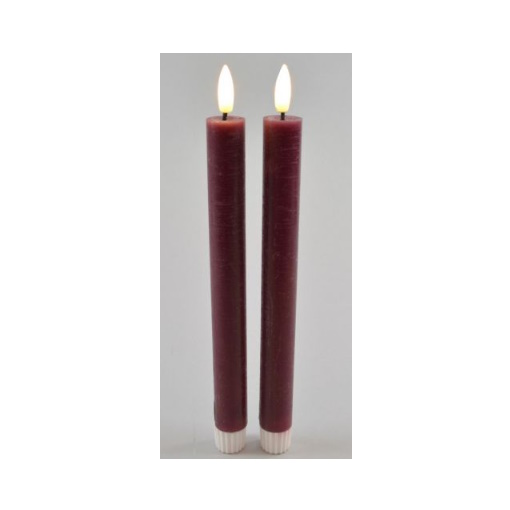LED-Dinerkaarsen rood 2,2x24 cm